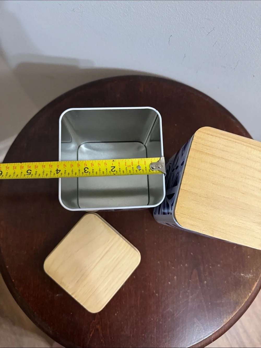 Ashland Blue and White Ceramic Canister Set with Bamboo Tops